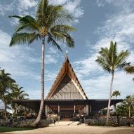 Walker Warner Architects includes recycled-plastic thatch in Hawaii hut resort