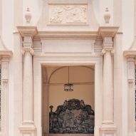 Mosaic tiles lining walls of old convent entrance