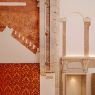 Gallery space with orange tiles