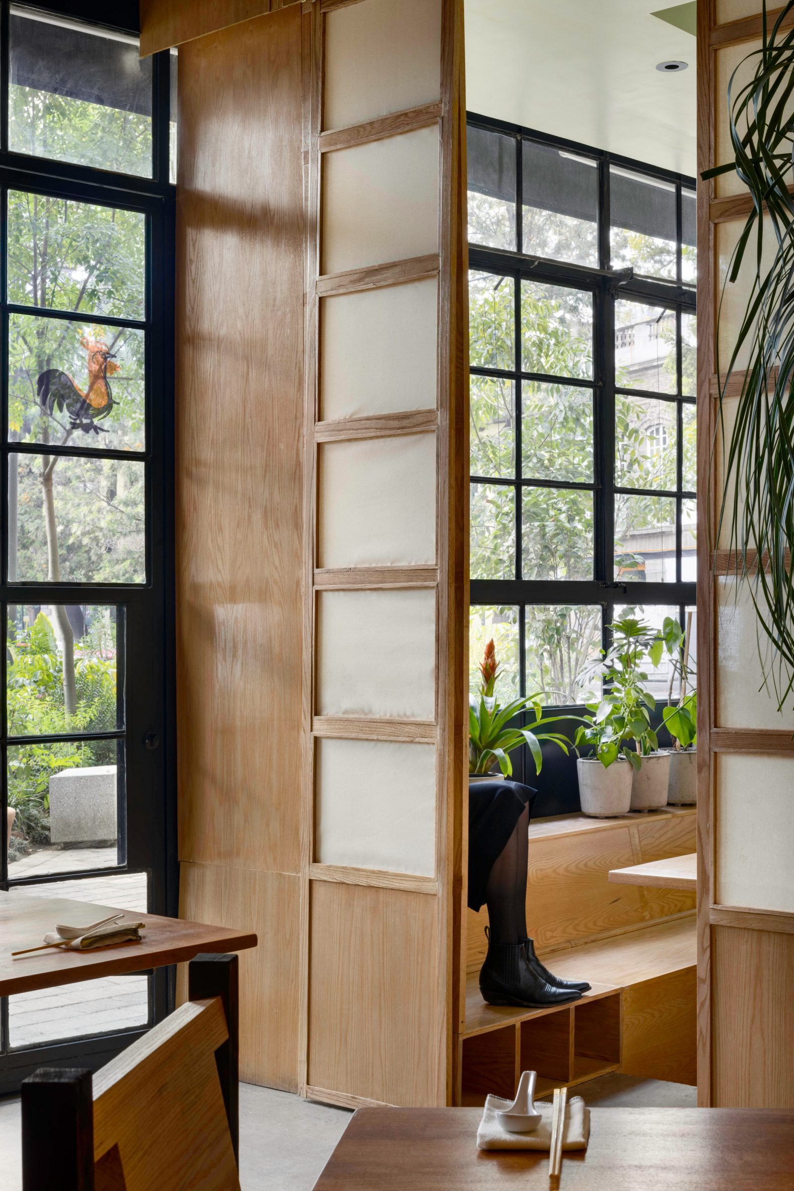 Private dining room tucked behind sliding paper screen