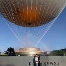 Mathieu Lehanneur in front of his Olympic Cauldron for Paris 2024