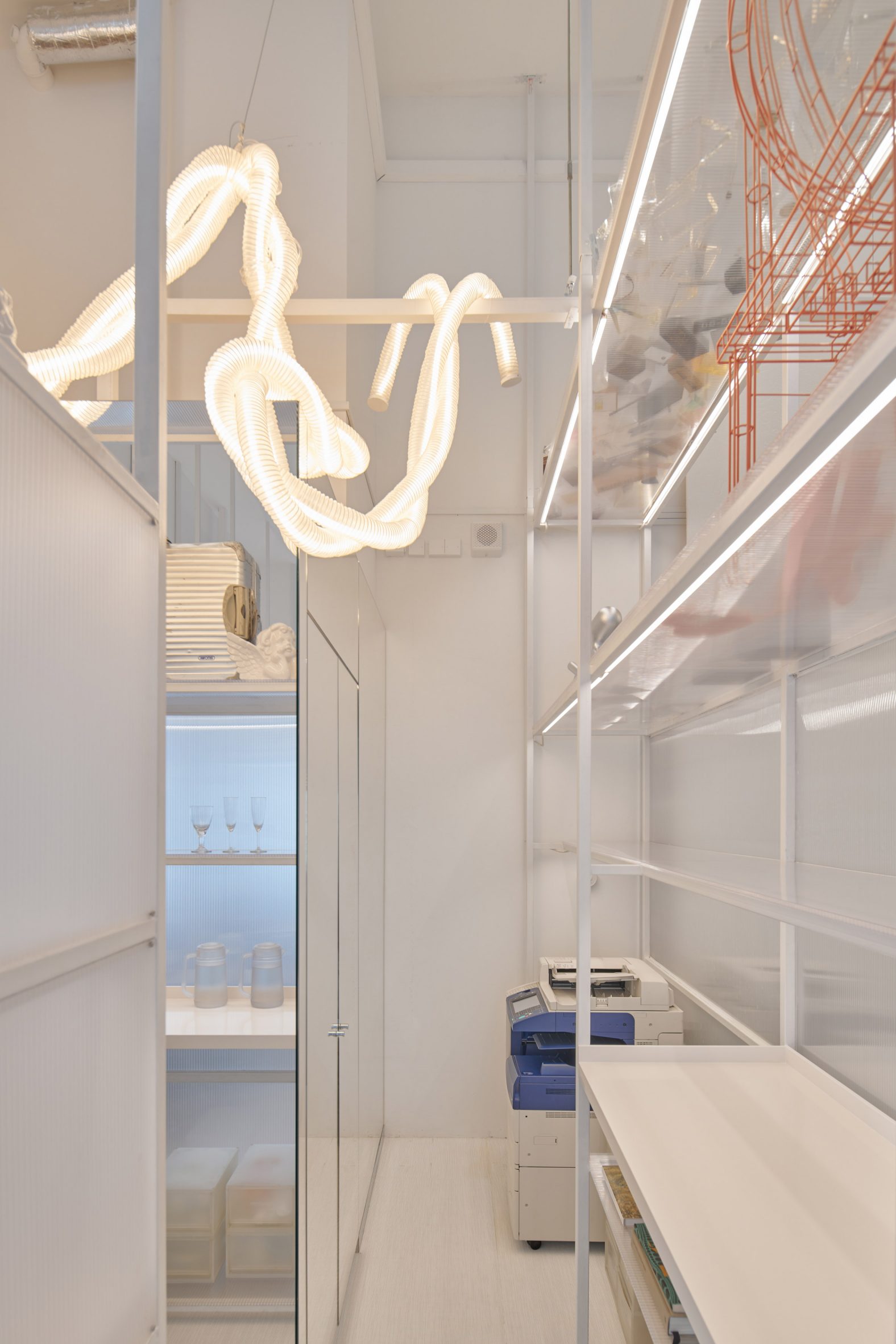 Metal shelving system inside Ministry of Design's studio