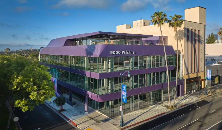 Purple Beverly Hills building with streetscape