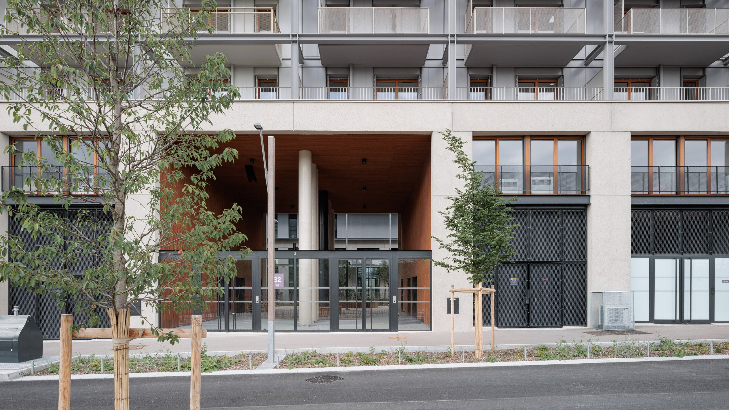 Exterior of Triptyque-designed Olympic Village housing in Paris