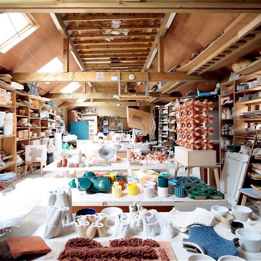 a photograph of a ceramic workshop