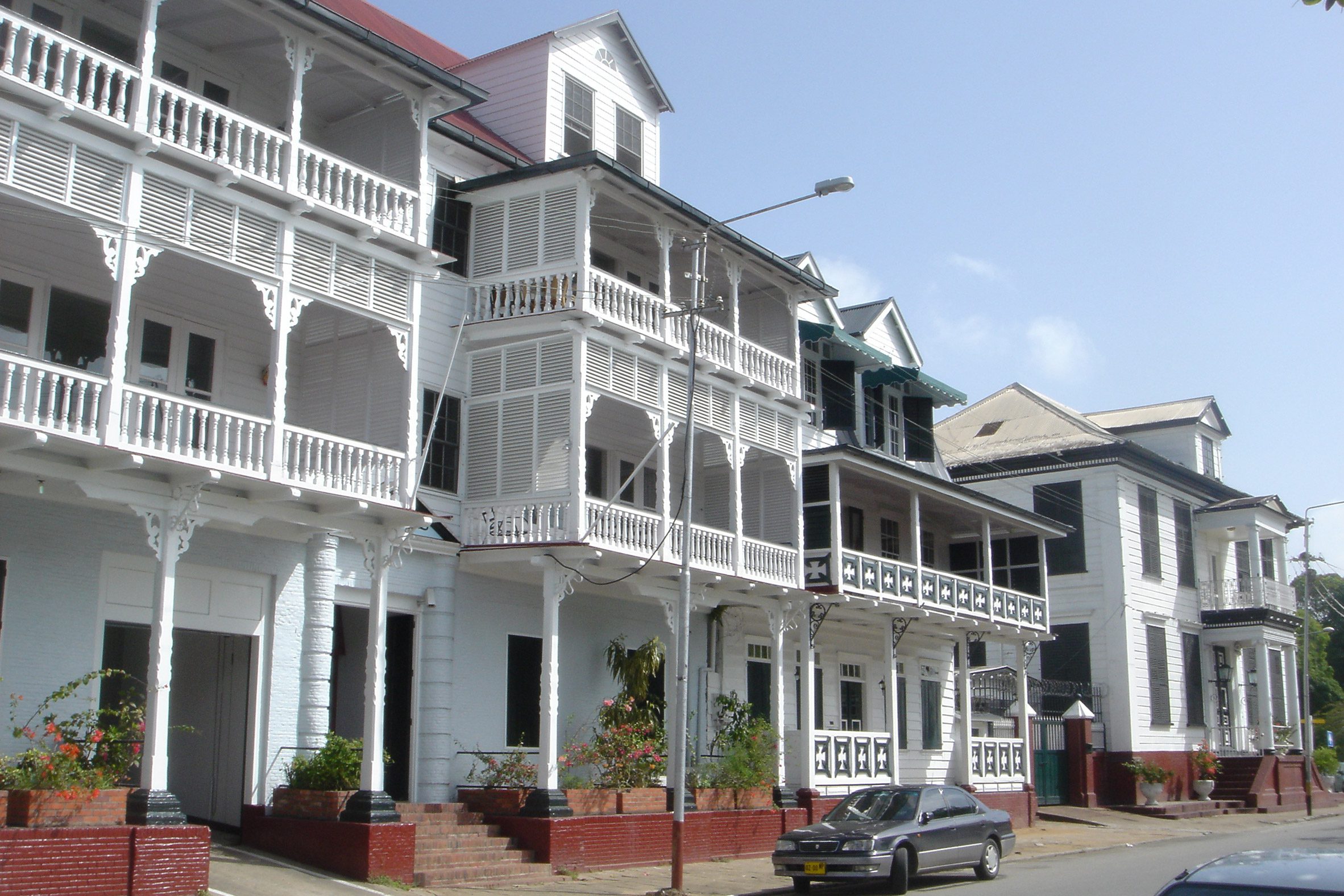 Colonial buildings in the historic inner city of Paramaribo