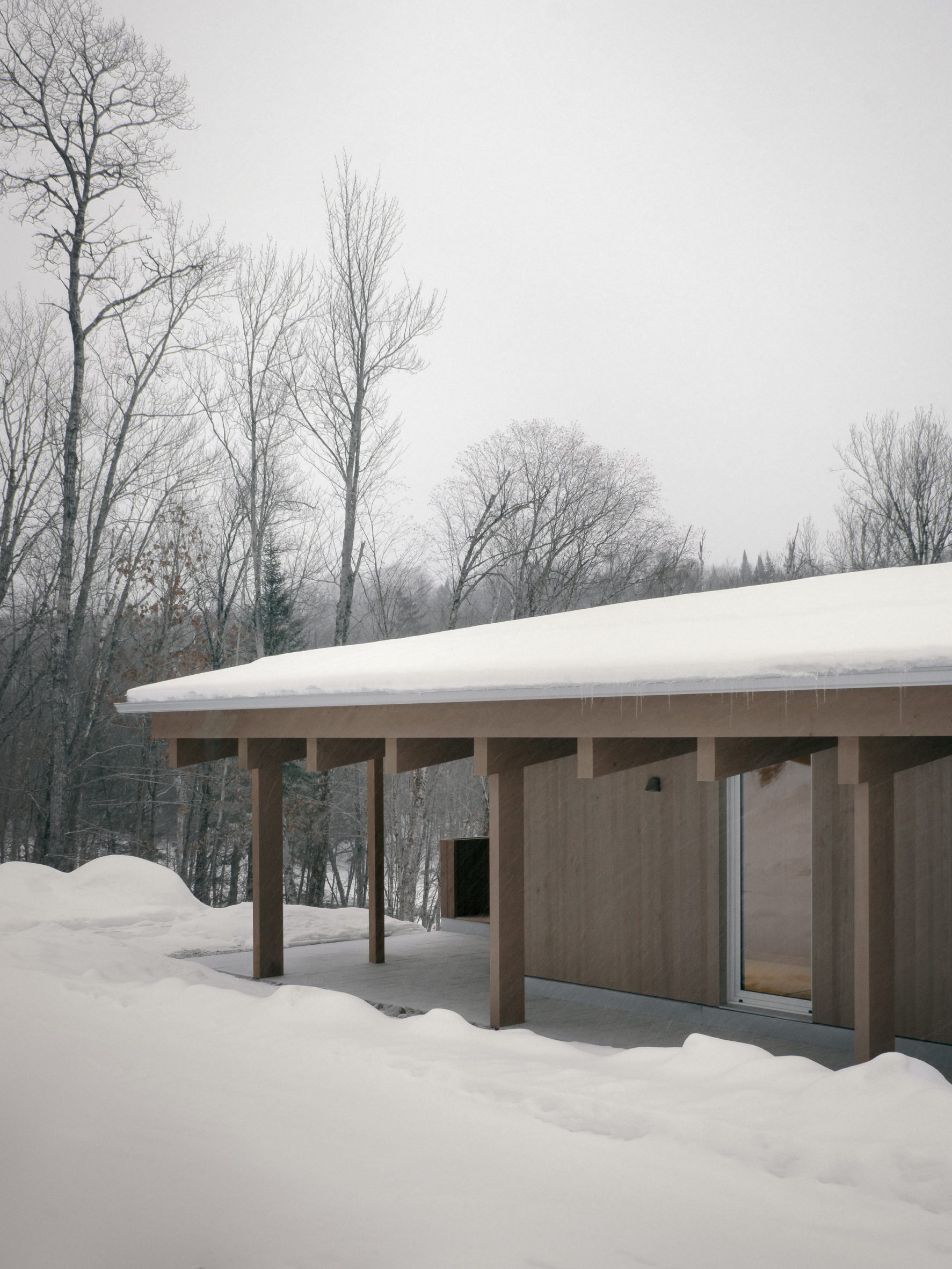 Close-up of Résidence des Rapides sloped roof