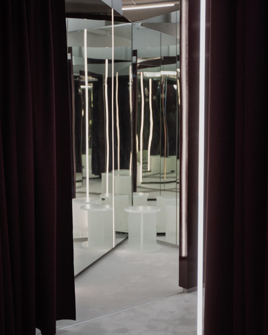 Changing rooms in Rotate store by Thibaut Allgayer