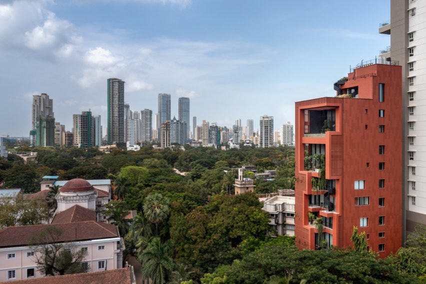 View of Sarvasva House on a densely populated site in Mumbai