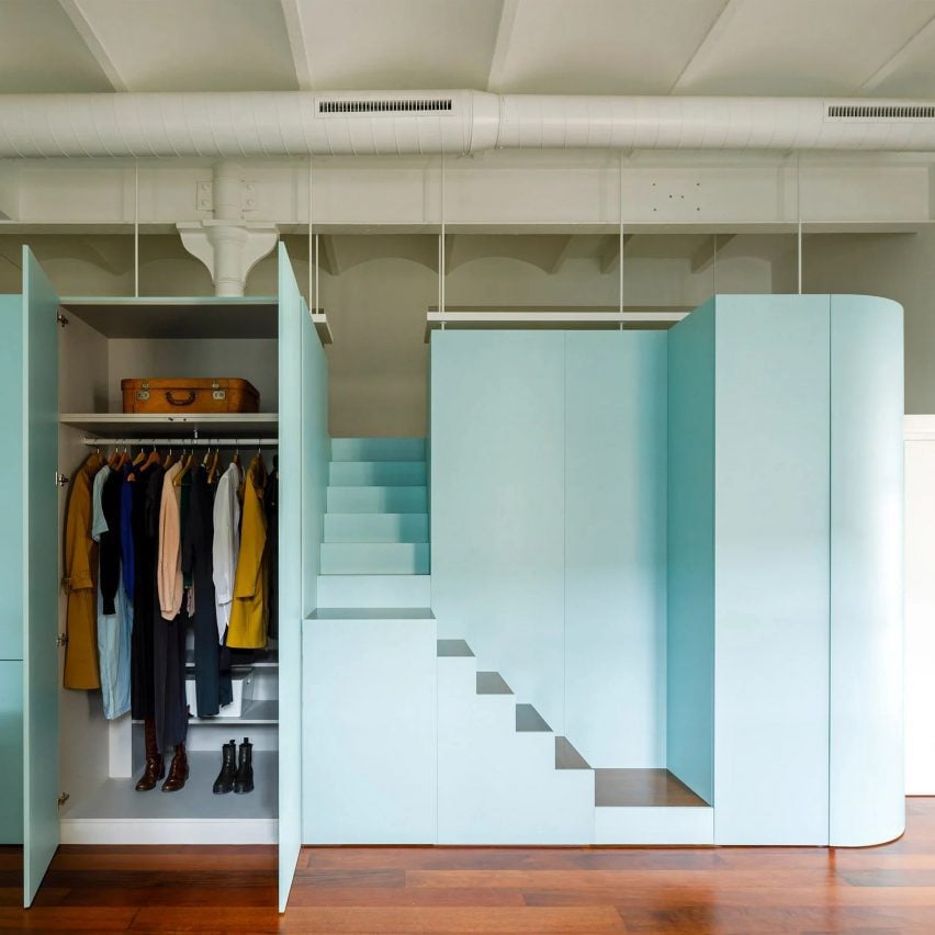 Apartment with storage room divider