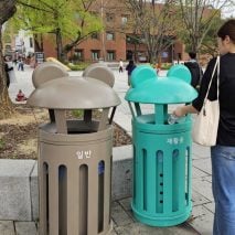 Bins with animal ears by SWNA for Seoul Metropolitan Government