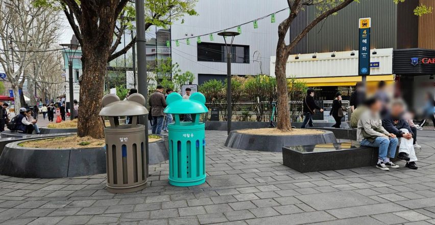 Bins with animal ears by SWNA for Seoul Metropolitan Government