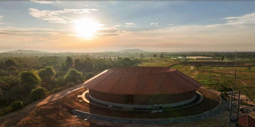 Aerial view of music centre in Cambodia 