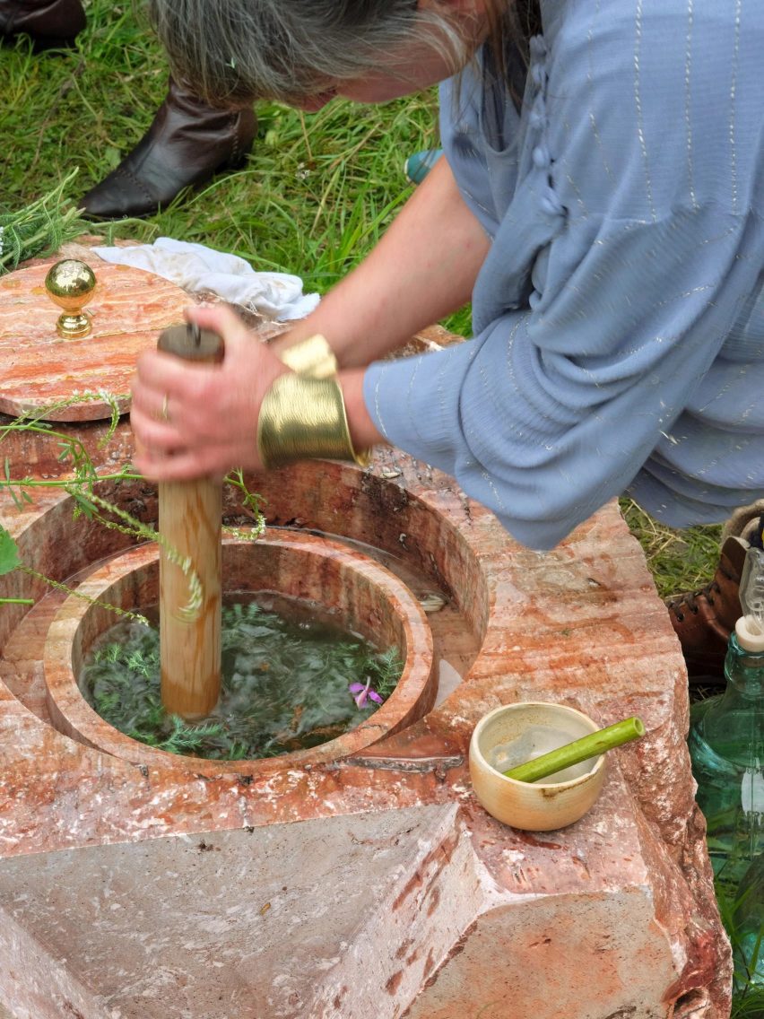 Food being prepared in large hollows in Transspecies Kitchen