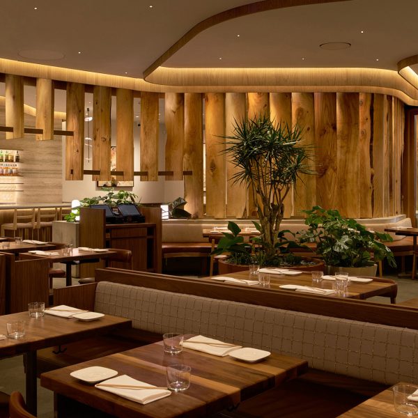 ORA uses fallen LA street trees in Uchi West Hollywood restaurant