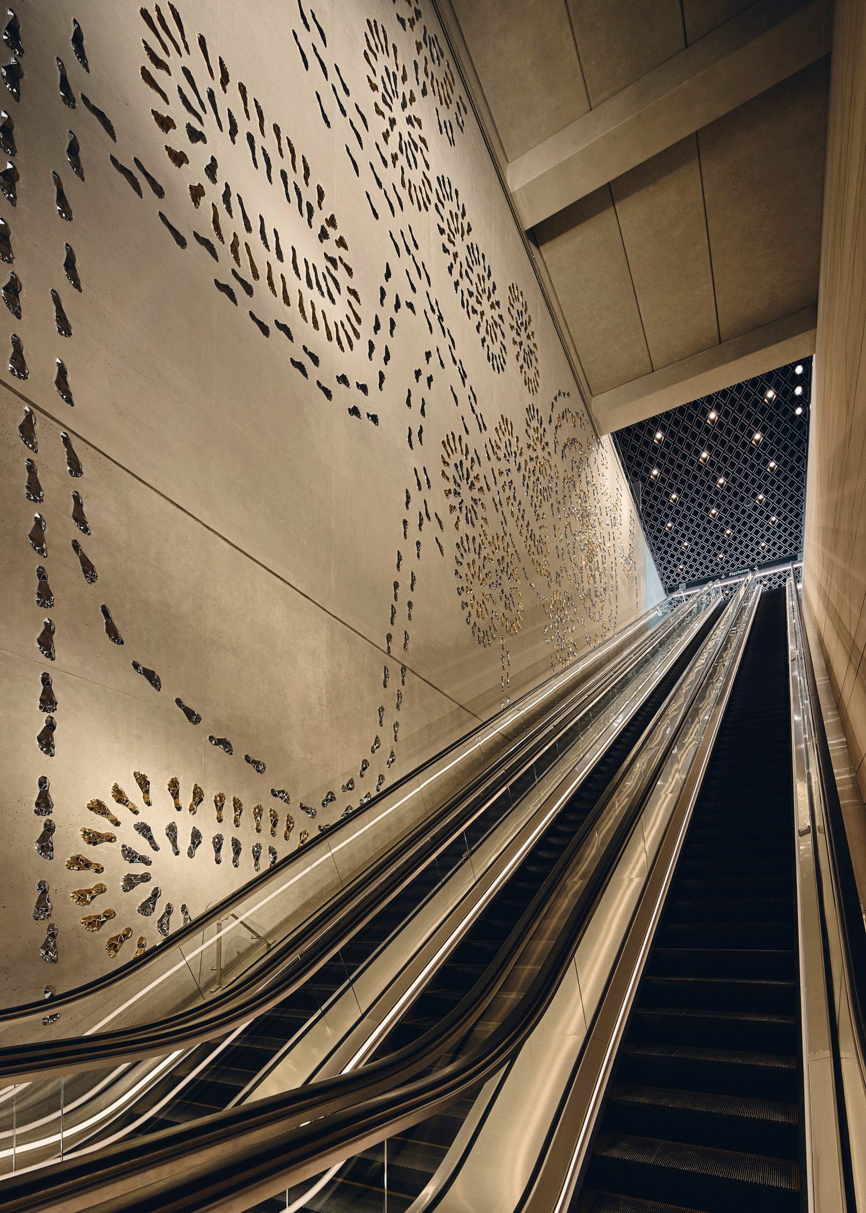 Escalators within Waterloo station in Sydney