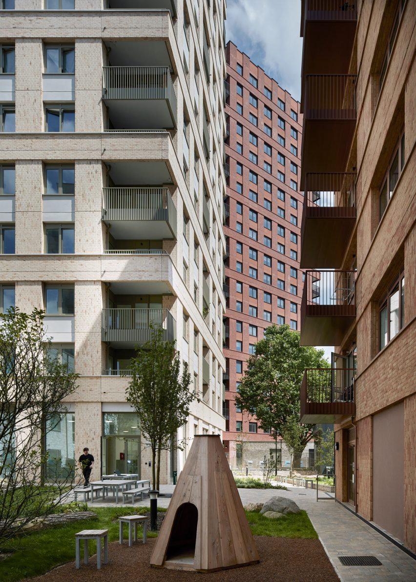 External courtyard within estate regeneration by White Arkitekter