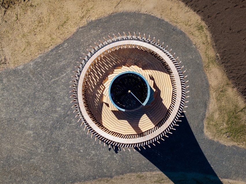 View from above of Observation Tower Kärven in Sweden