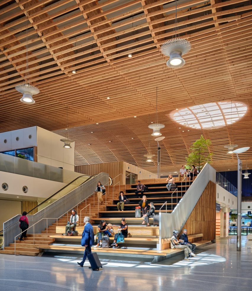 Wooden roof with stairs 