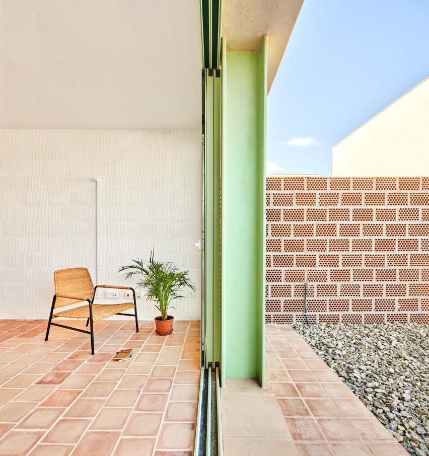 Garden at 54 social housing units in Inca by Joan J Fortuny and Alventosa Morell Arquitectes