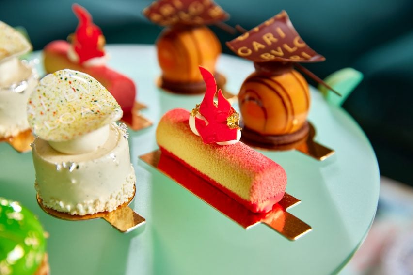 A photograph of the mini pastry collections made for the collaboration.