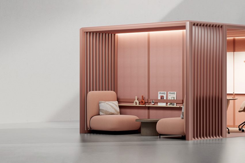 Seating area part of modular workplace structure by Mute