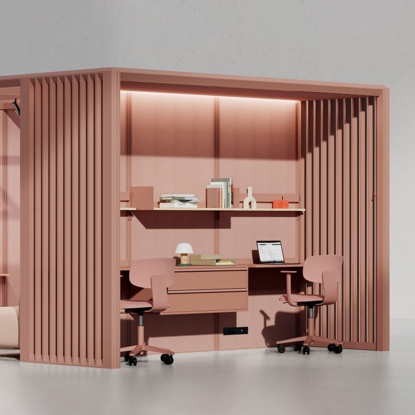 Mute Modular pink office workspace nook