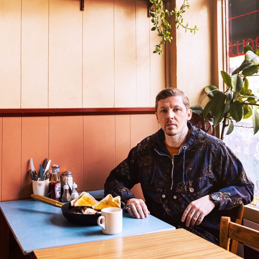 Professor Green in a cafe for Buster + Punch and Dezeen talk