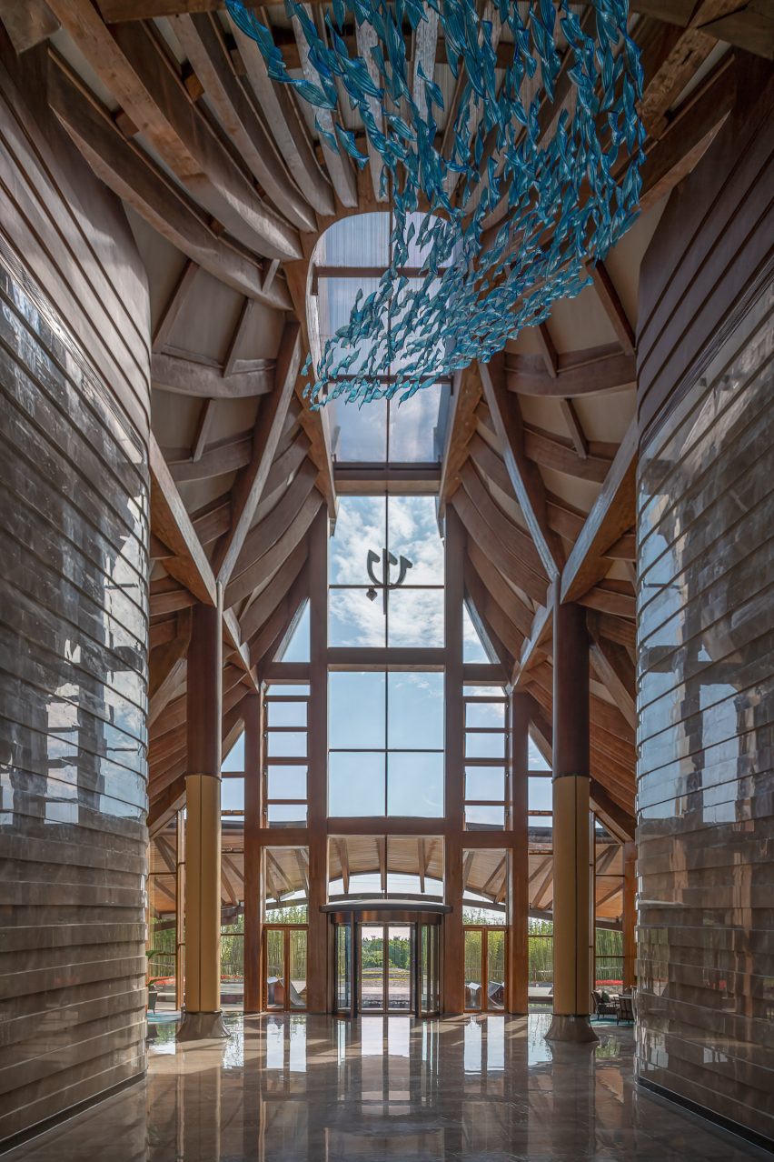 Lobby interior of The Spine Resort by AIM Architecture