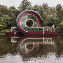 Alex Chinneck loop-de-loop canal boat in Sheffield