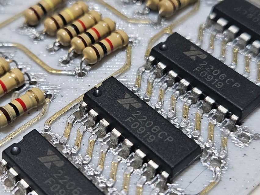 Close-up photo of electronics on a circuit board