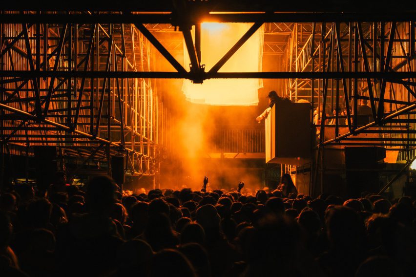 Festival stage with a big crowd