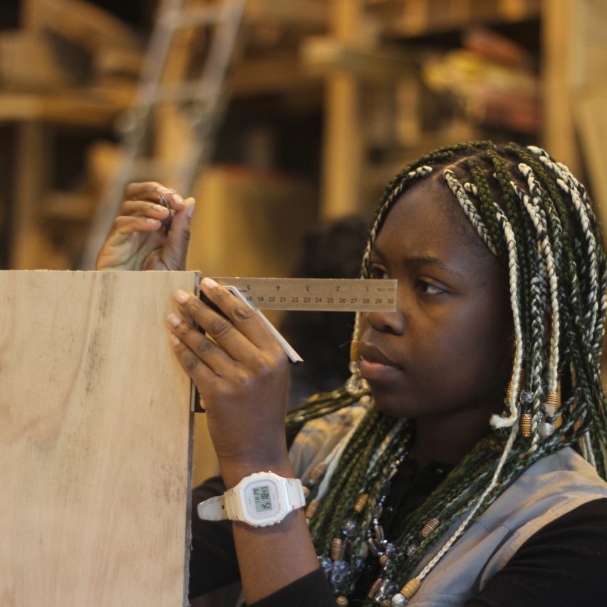 a photograph of an architecture student working