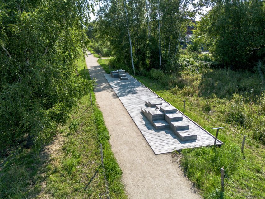 Seating space provided at Stork Meadow in Denmark