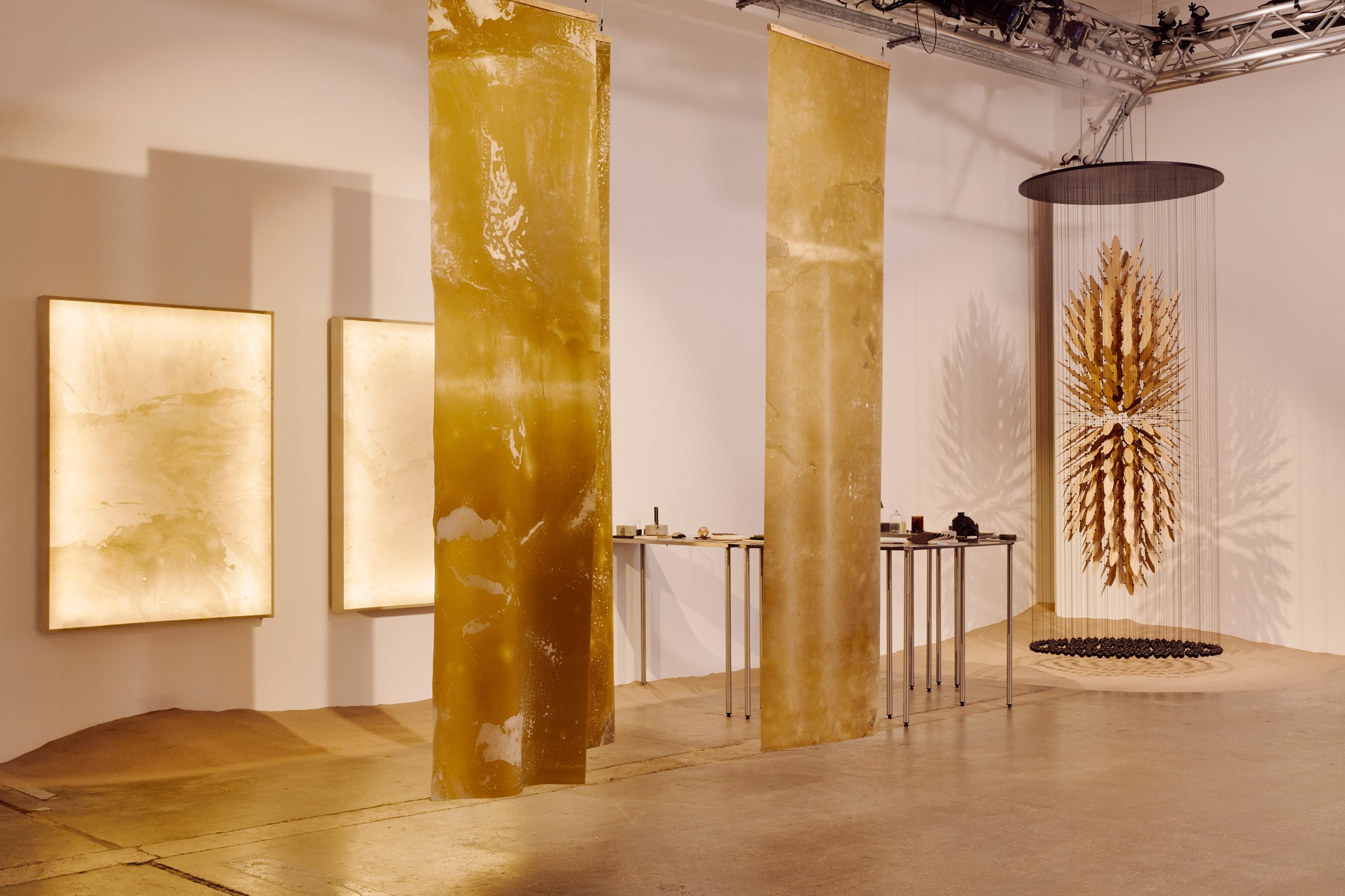 Natural Material Studio's Lighting Works and biotextiles in the Design You Can Feel exhibition