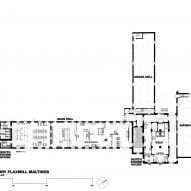 Ground floor plan of Shrewsbury Flaxmill Maltings by Feilden Clegg Bradley Studios