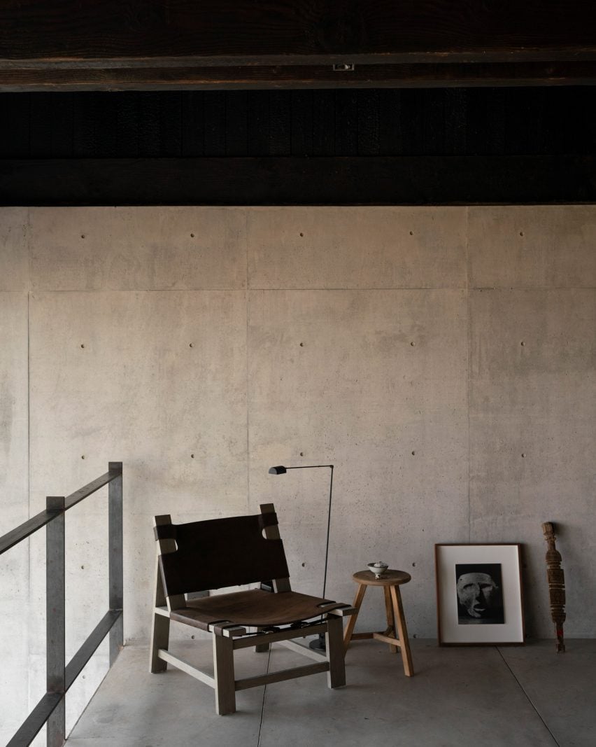 Exposed concrete with Mexican modern chair