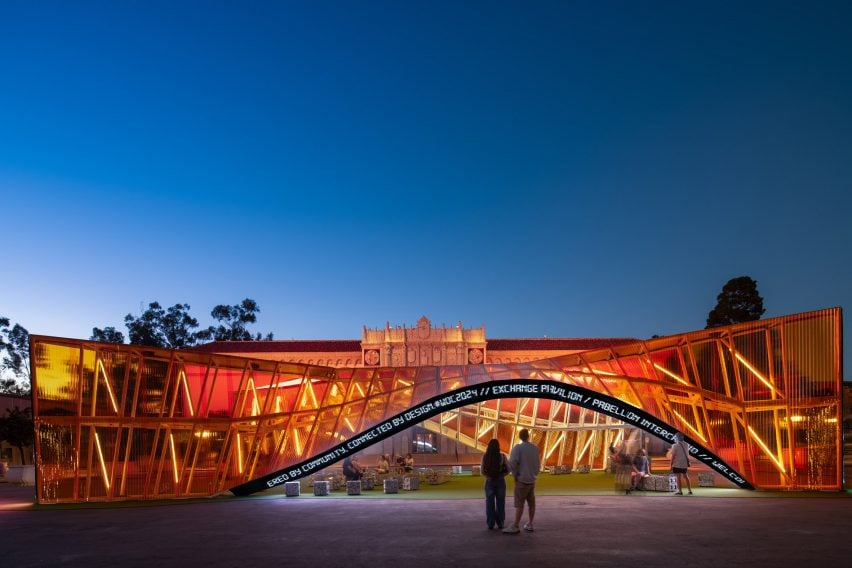 programmed LEDs on San Diego pavilion