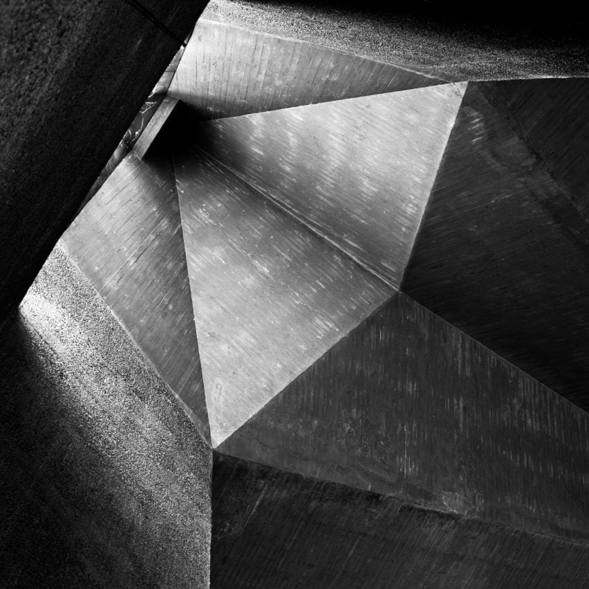 Concrete church ceiling in Black and White