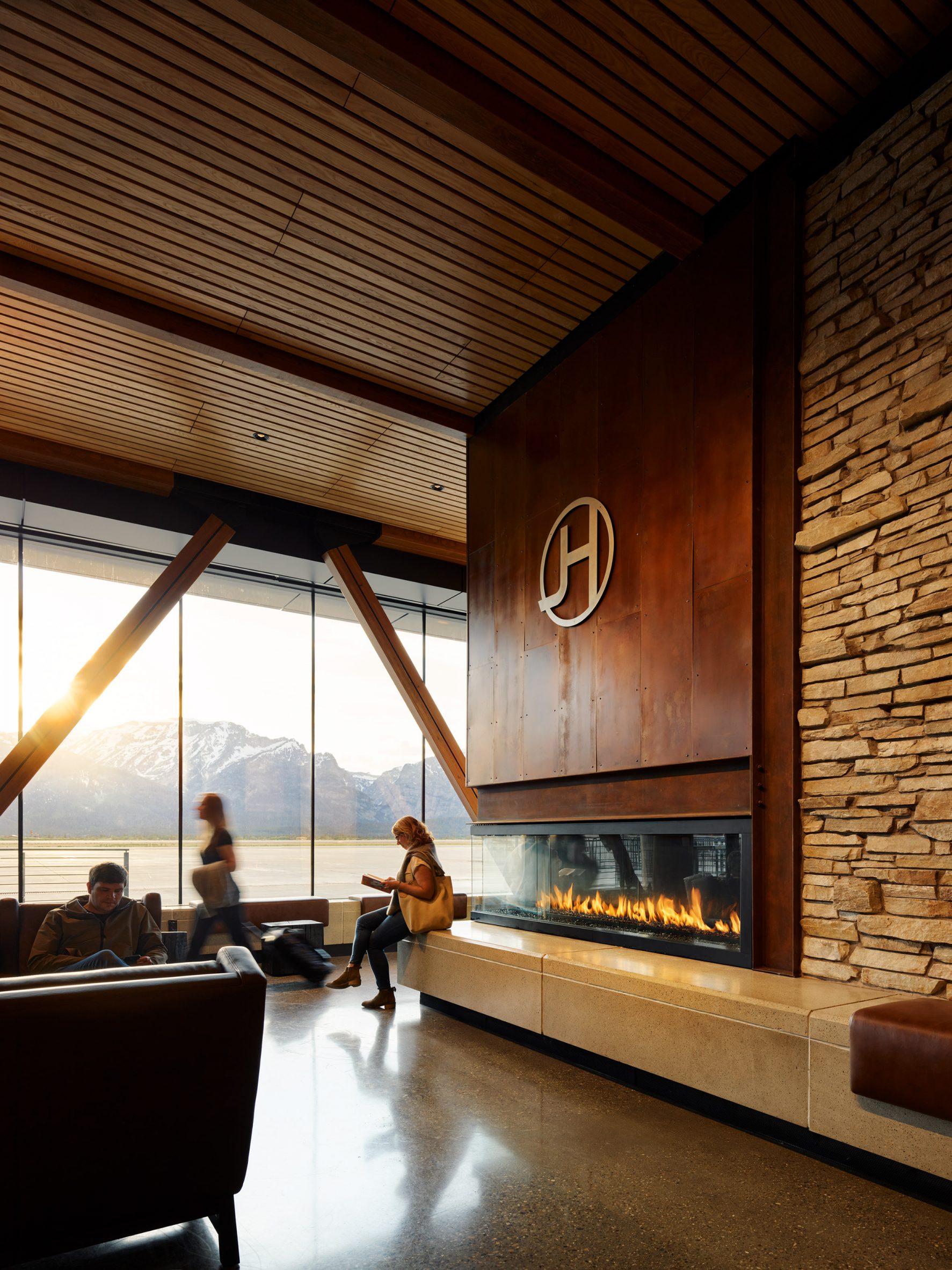 Fireplace at Jackson Hole Airport, Wyoming