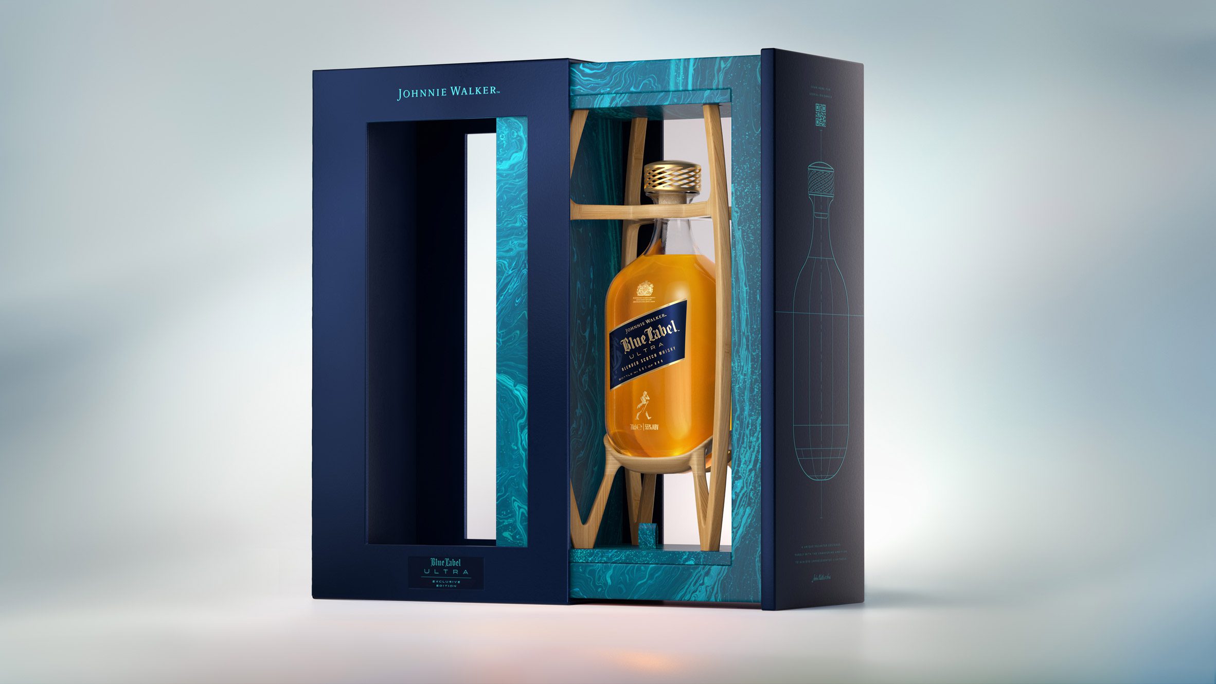 Photo of the Johnnie Walker Blue Label Ultra bottle in its full packaging