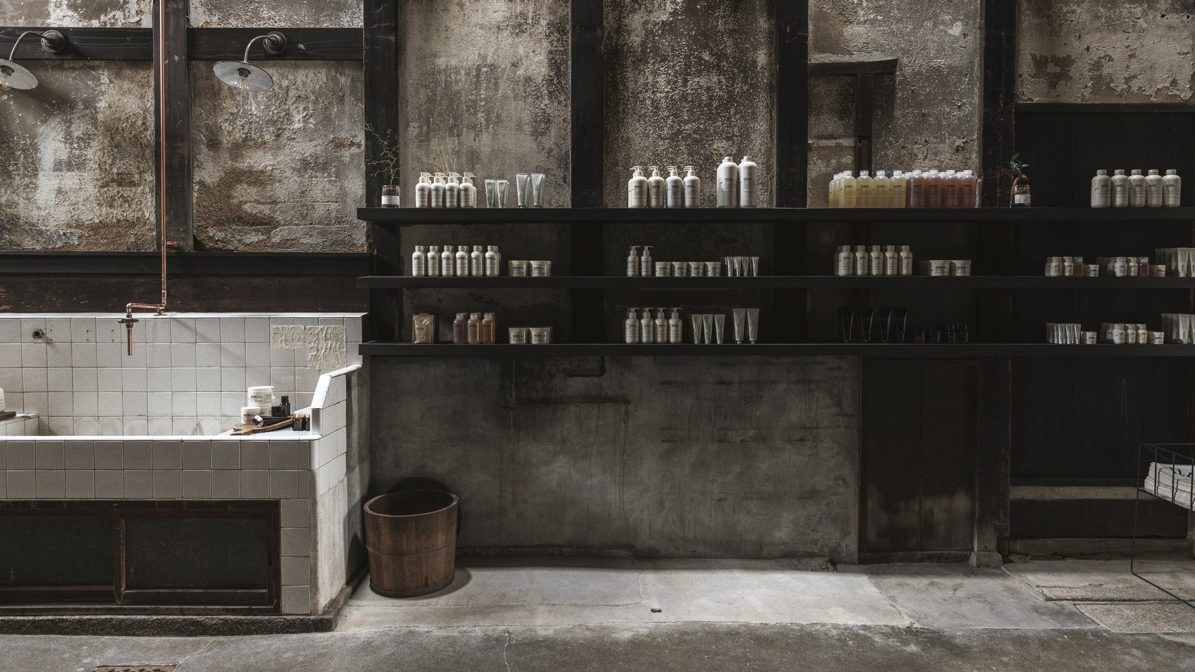 Perfumes and sink inside Le Labo flagship