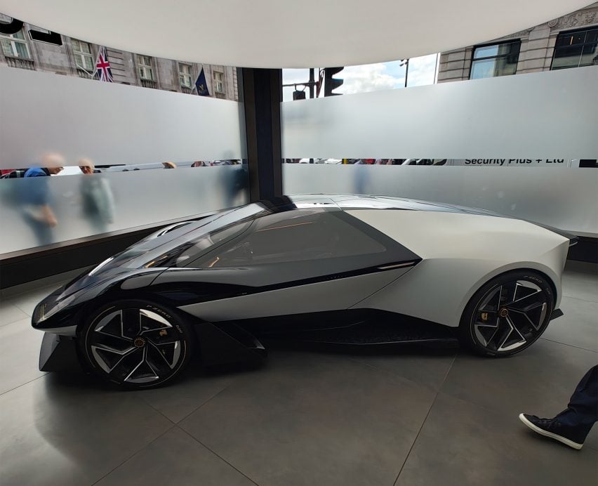 Lotus Theory 1 concept car at the brand's Mayfair showroom