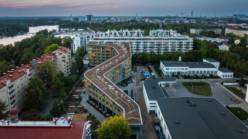 Meander residential building by water Helsinki