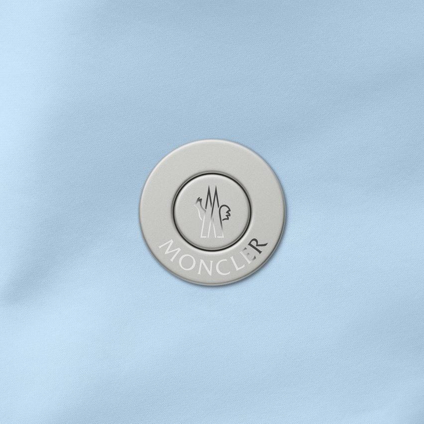 Silver button on blue background