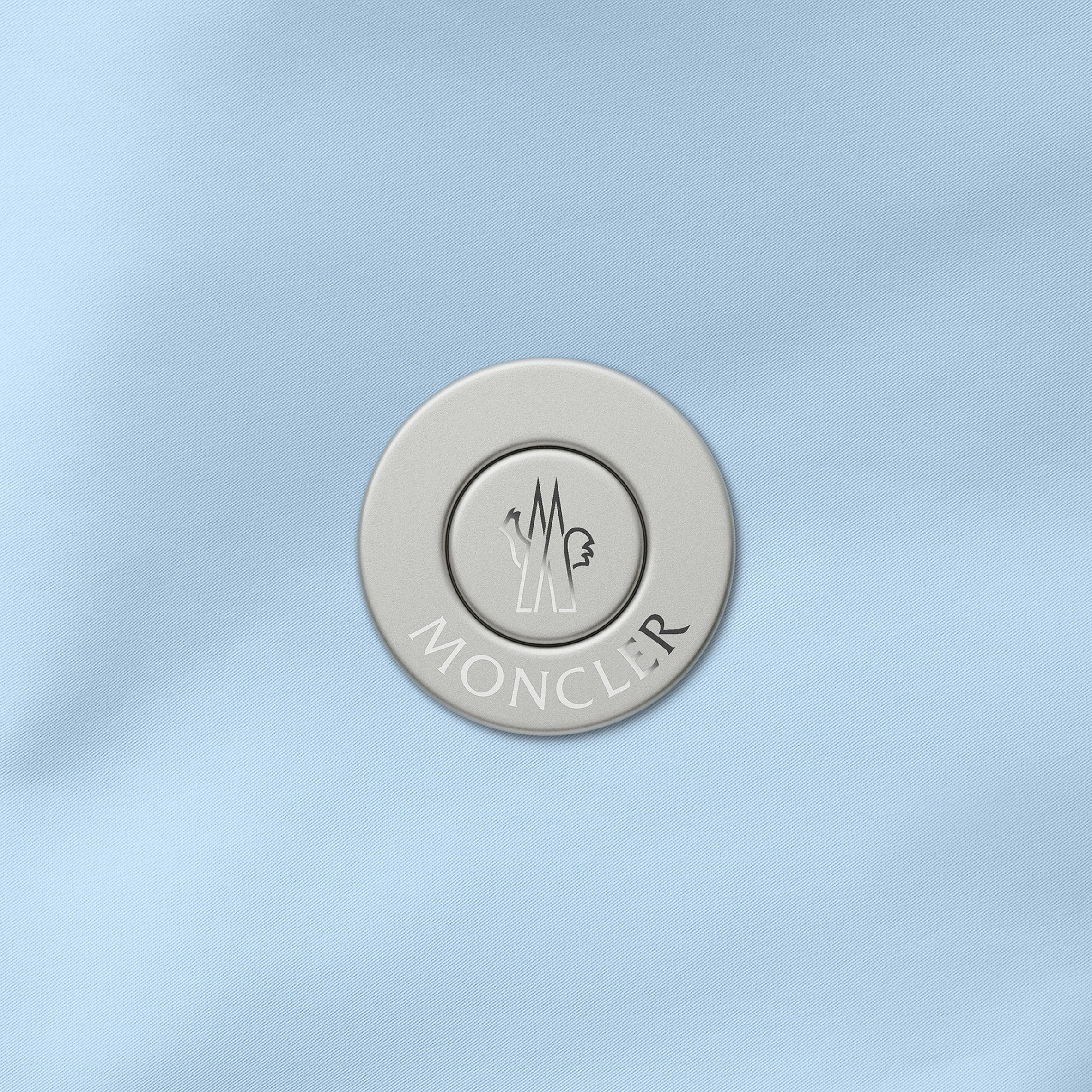 Silver button on blue background