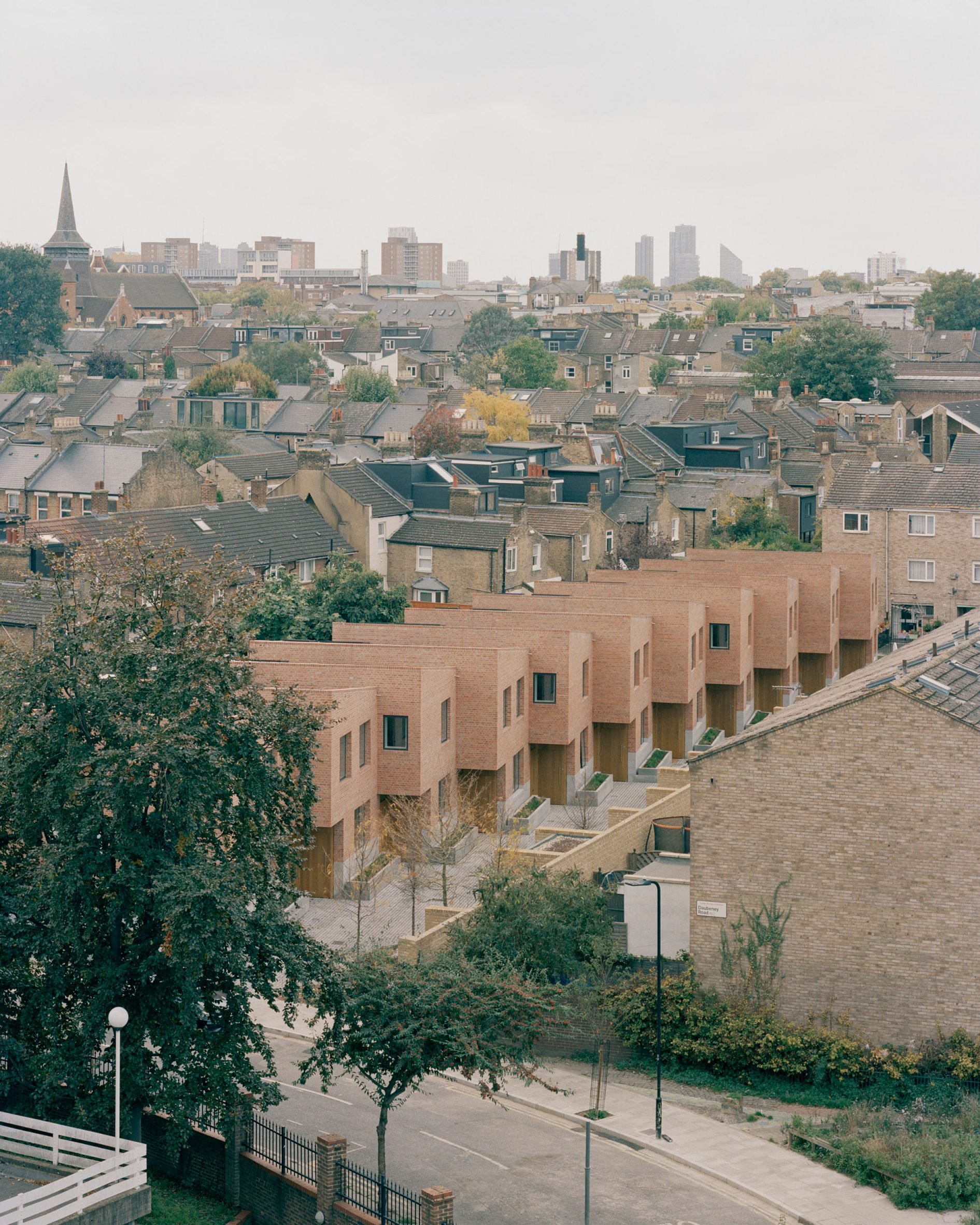 Aerial view of Chowdhury Walk, shortlisted for the Neave Brown Award for Housing 2024