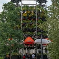 A large installation with plants