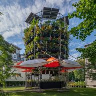 Ecosistema Urbano creates modular plant tower to "mitigate urban climate change"