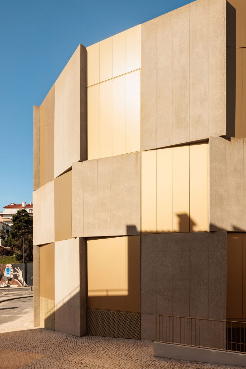 Shutters on exterior of housing block by Bureau des Mésarchitecture